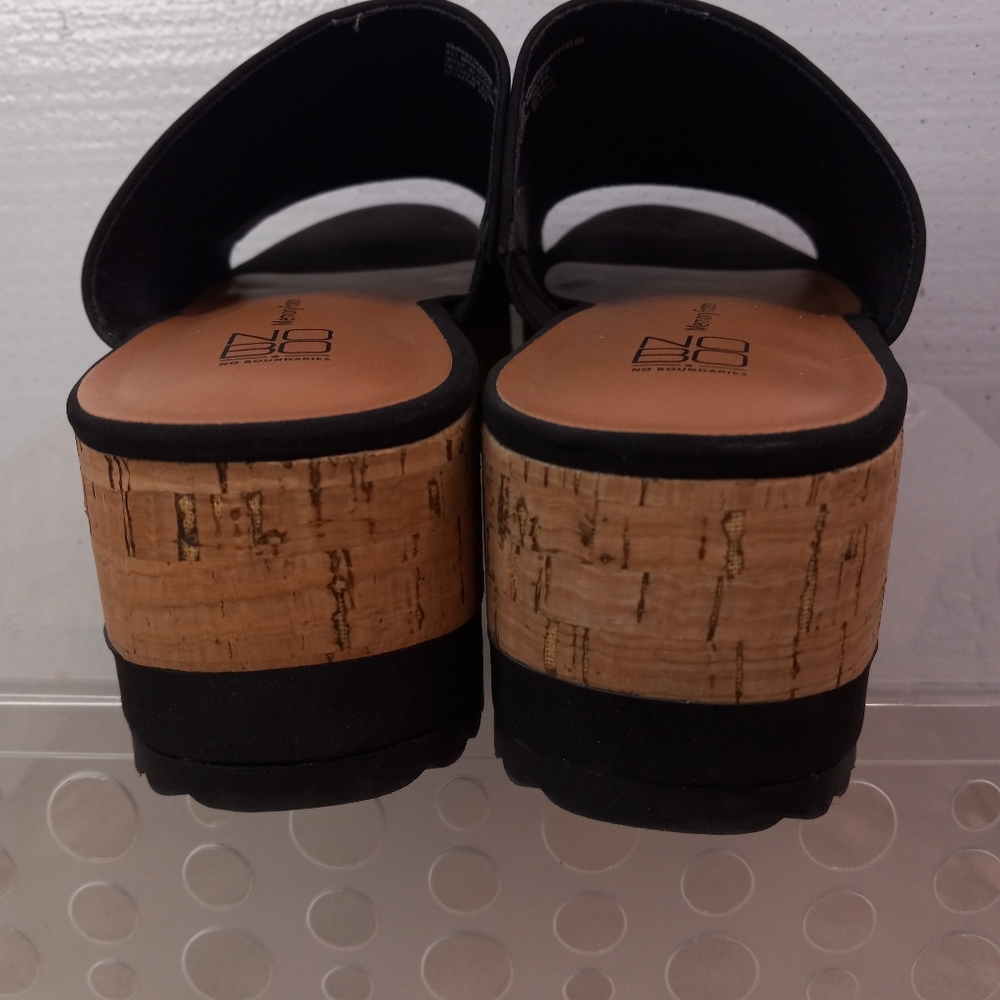 NoBo Memory Foam 9.5 Black Cork Platform Sandals - Picture 6 of 7